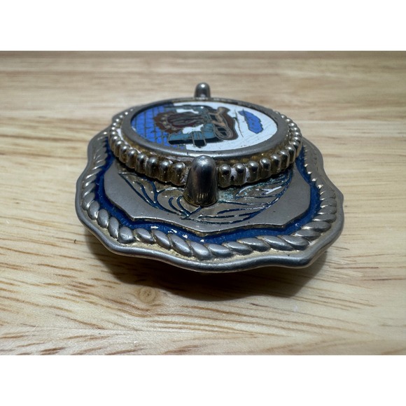 Vintage Native American Style Metal Belt Buckle Inlaid Design - Picture 12 of 16